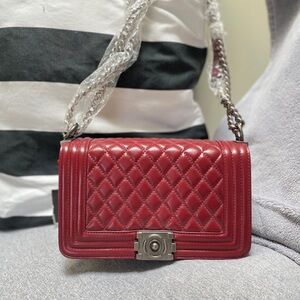 Quilted leather Flap Burgundy bag